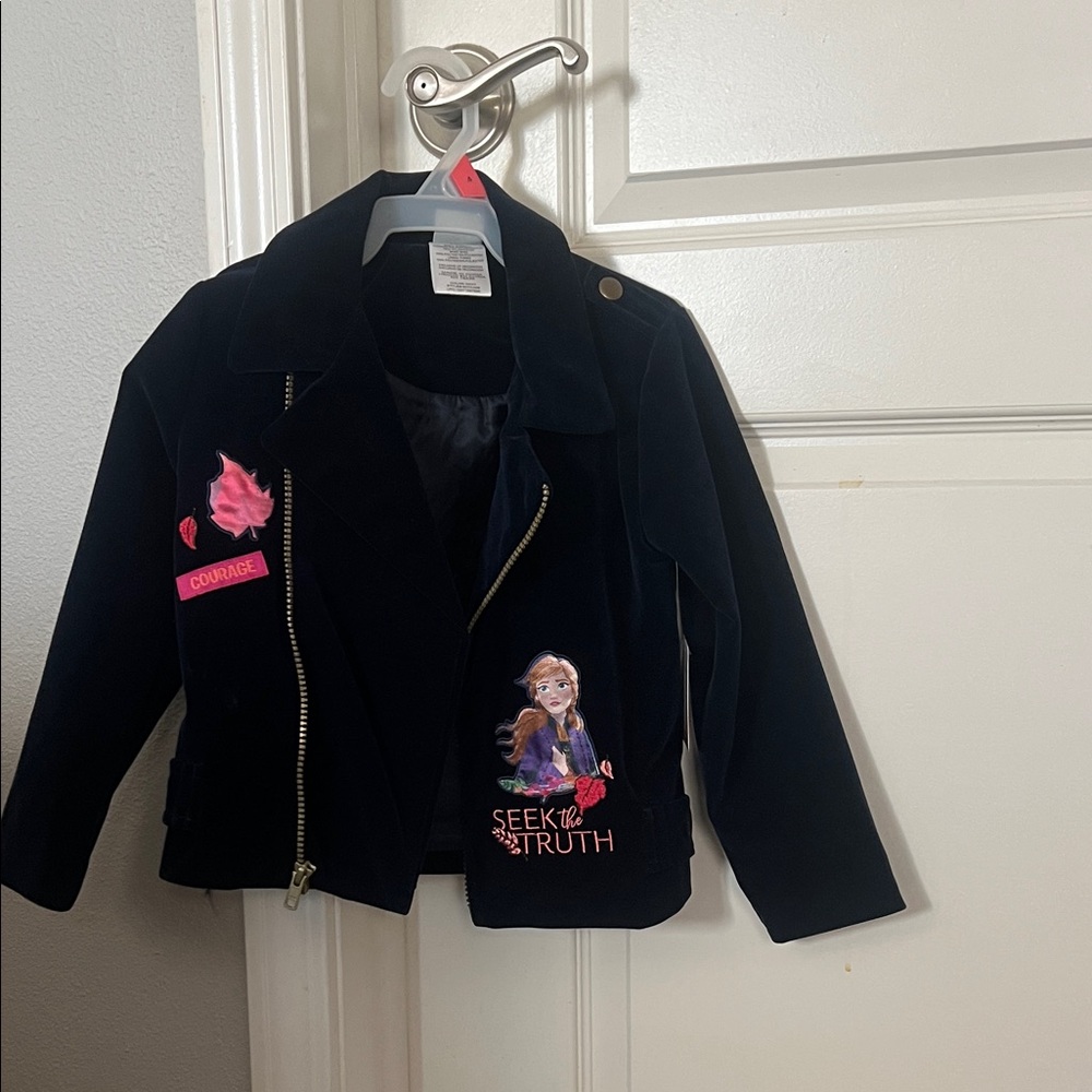 Disney Navy Blue Jacket with Embroidered Princess Design